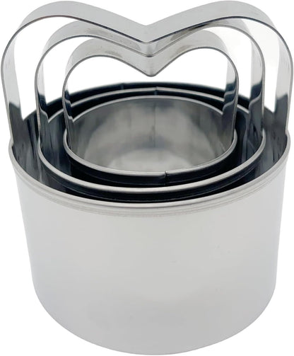 3-Piece Round Cookie Cutters Set with Handle - 2, 2.5, and 3 Inch Sizes, 0.4mm Thickness, Beautiful Design - Perfect Biscuit Cutter for Baking
