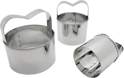 3-Piece Round Cookie Cutters Set with Handle - 2, 2.5, and 3 Inch Sizes, 0.4mm Thickness, Beautiful Design - Perfect Biscuit Cutter for Baking