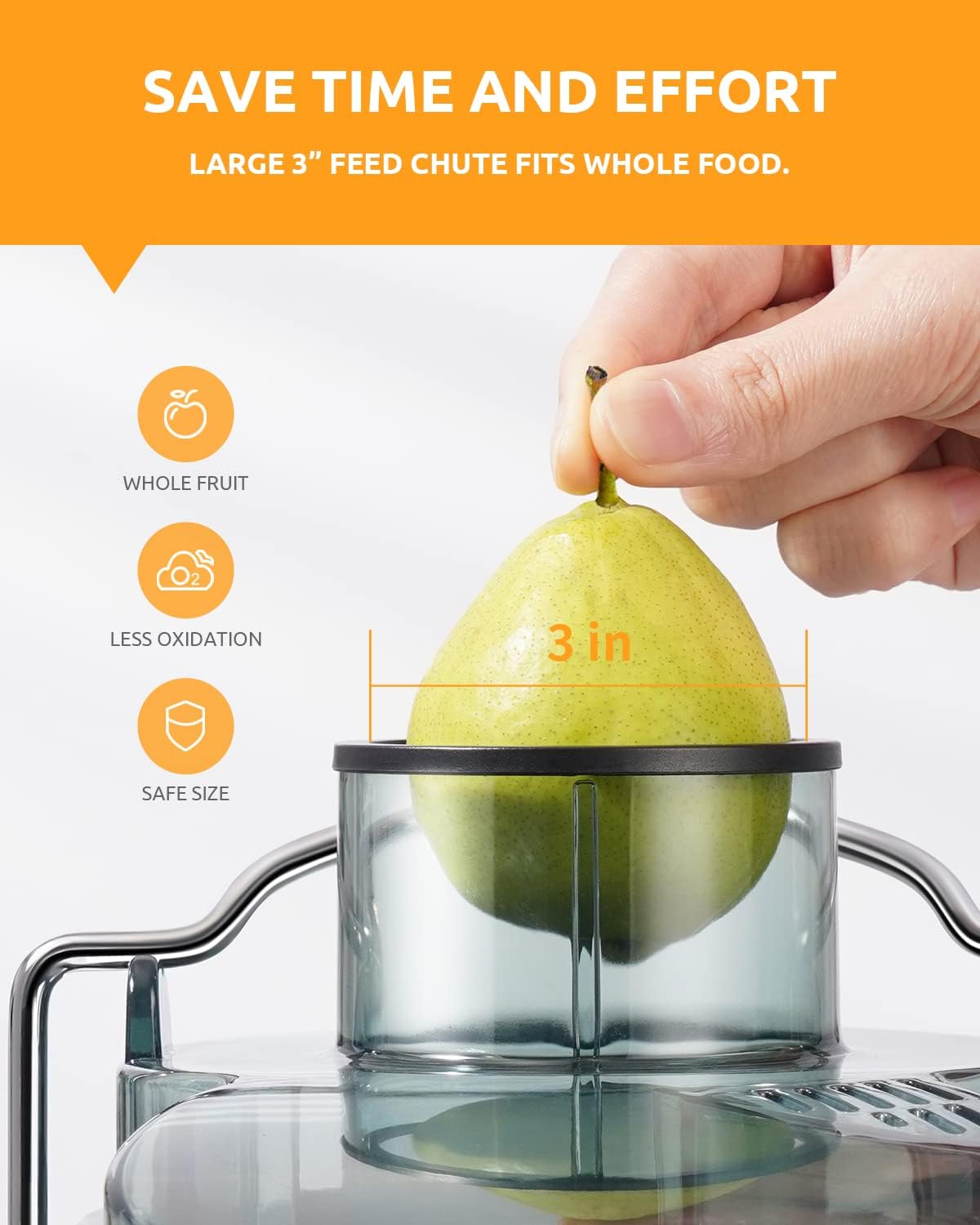 800W Juicer Machine, 3" Wide Chute for Whole Fruits & Vegs