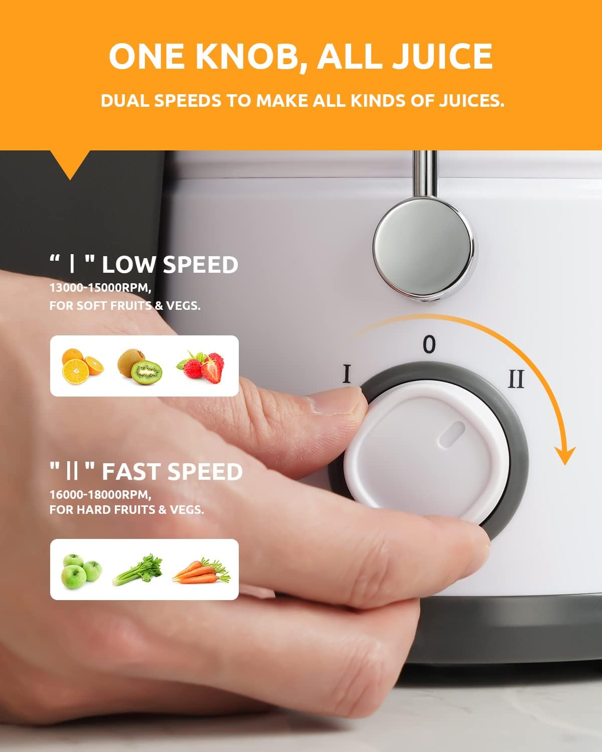 800W Juicer Machine, 3" Wide Chute for Whole Fruits & Vegs