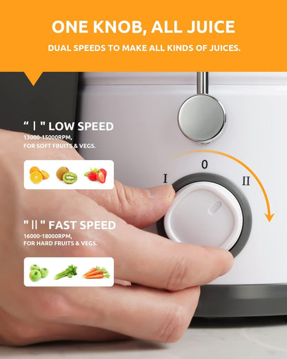800W Juicer Machine, 3" Wide Chute for Whole Fruits & Vegs