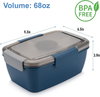 Large Salad Container for Lunch, 2 Packs 68oz Salad Bowls to go for lunch