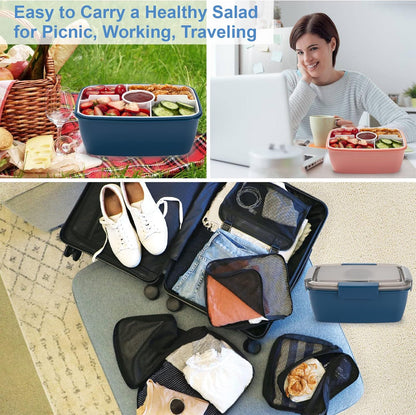 Large Salad Container for Lunch, 2 Packs 68oz Salad Bowls to go for lunch