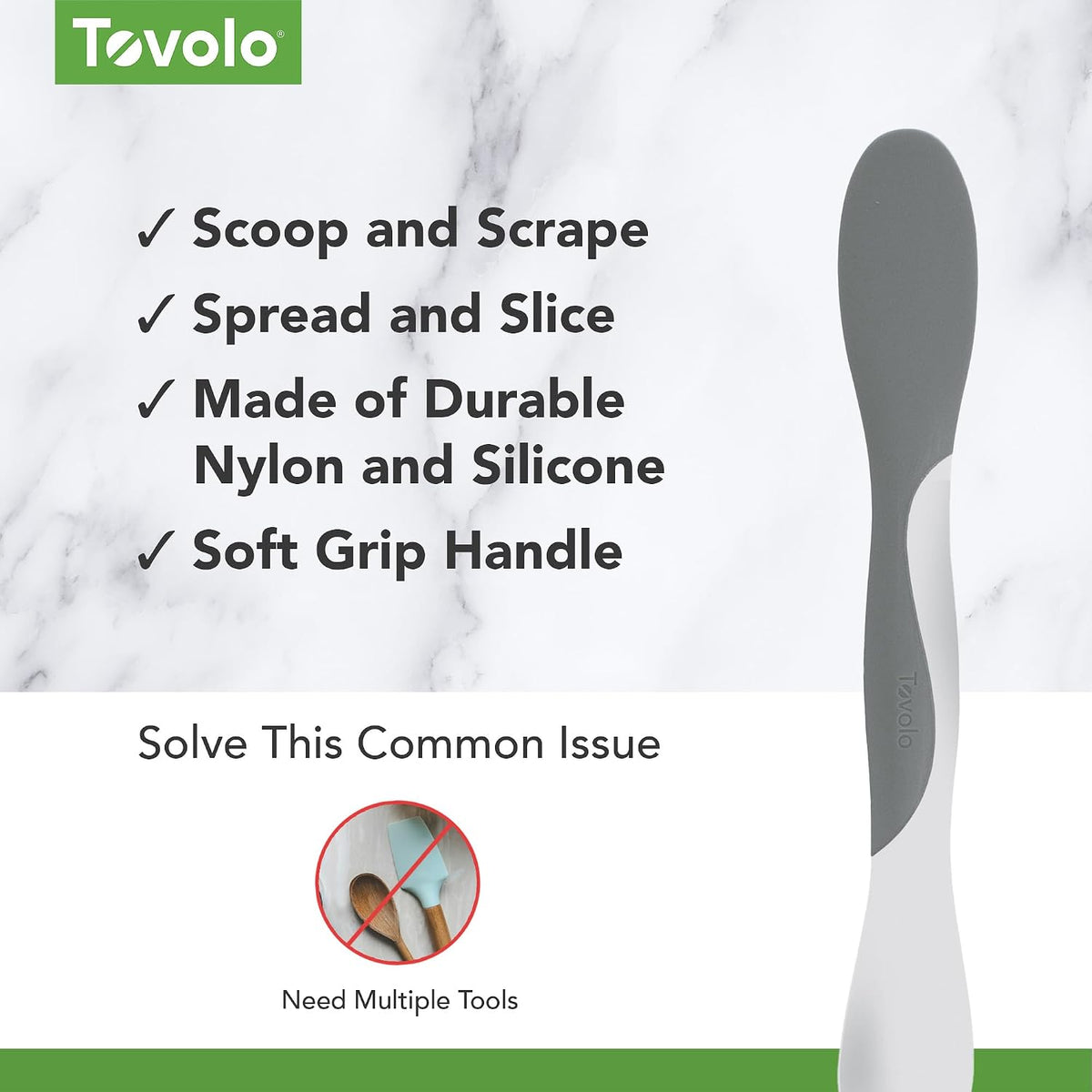 Tool for Kitchen Meal Prep to Scoop Spread Slice and Scrape,White/Gray