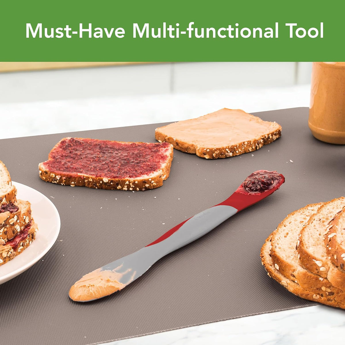 Tool for Kitchen Meal Prep to Scoop Spread Slice and Scrape,White/Gray
