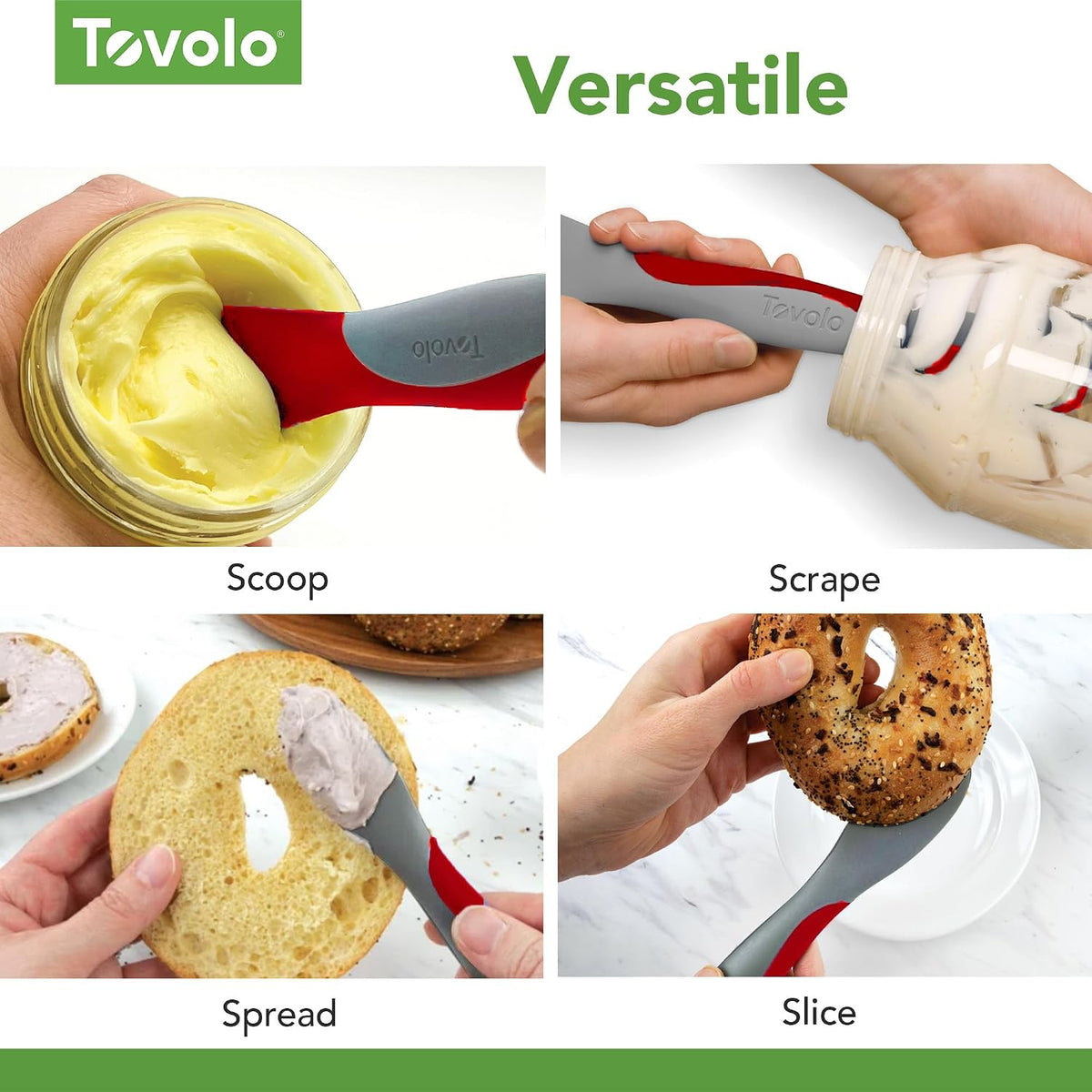 Tool for Kitchen Meal Prep to Scoop Spread Slice and Scrape,White/Gray