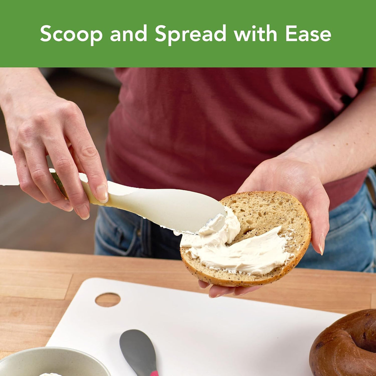 Tool for Kitchen Meal Prep to Scoop Spread Slice and Scrape,White/Gray