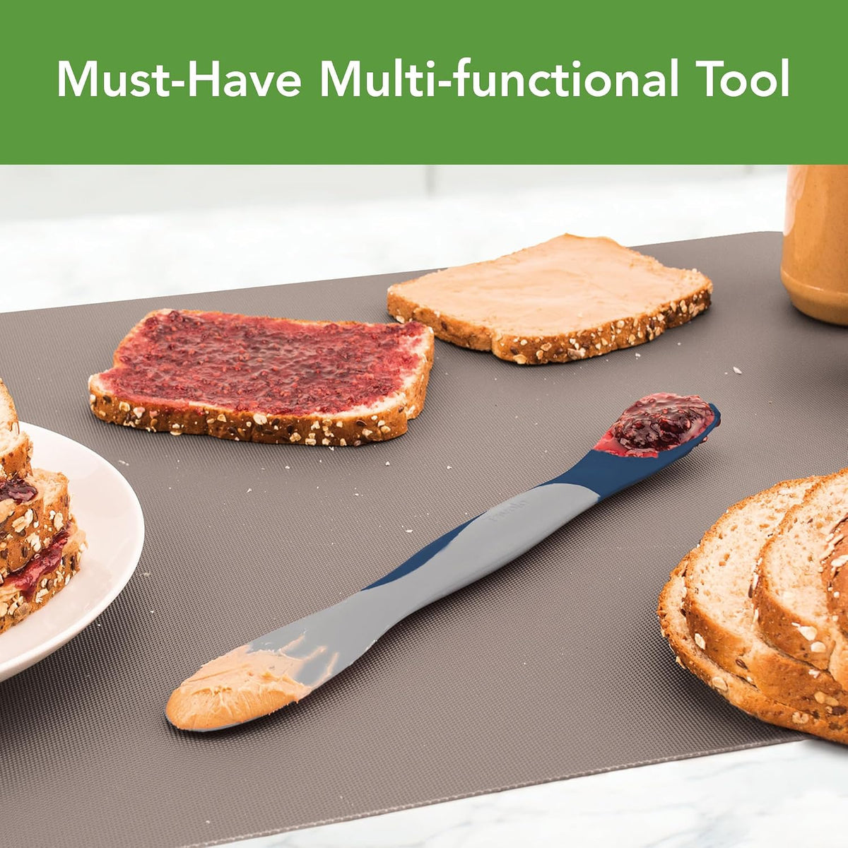 Tool for Kitchen Meal Prep to Scoop Spread Slice and Scrape,White/Gray