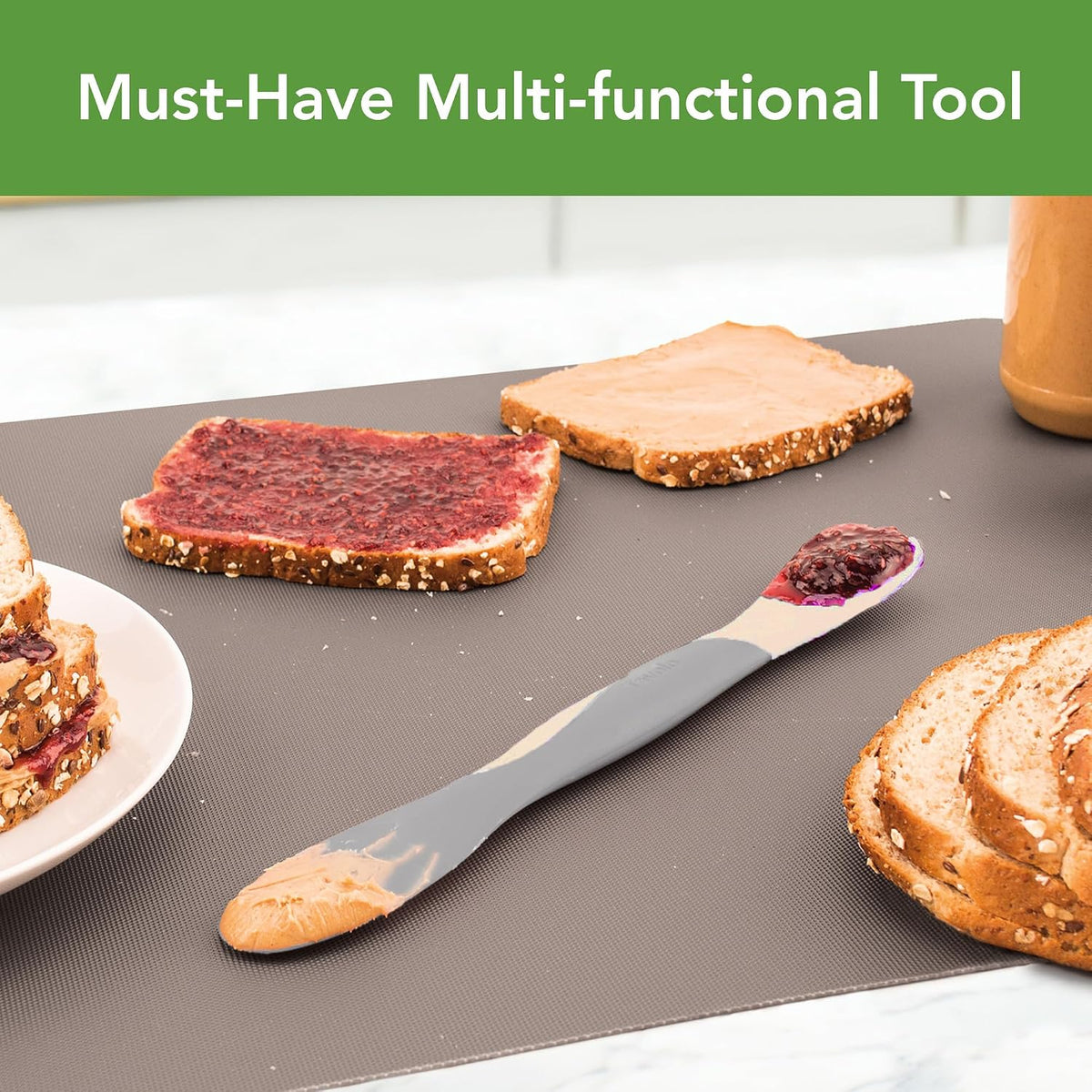 Tool for Kitchen Meal Prep to Scoop Spread Slice and Scrape,White/Gray