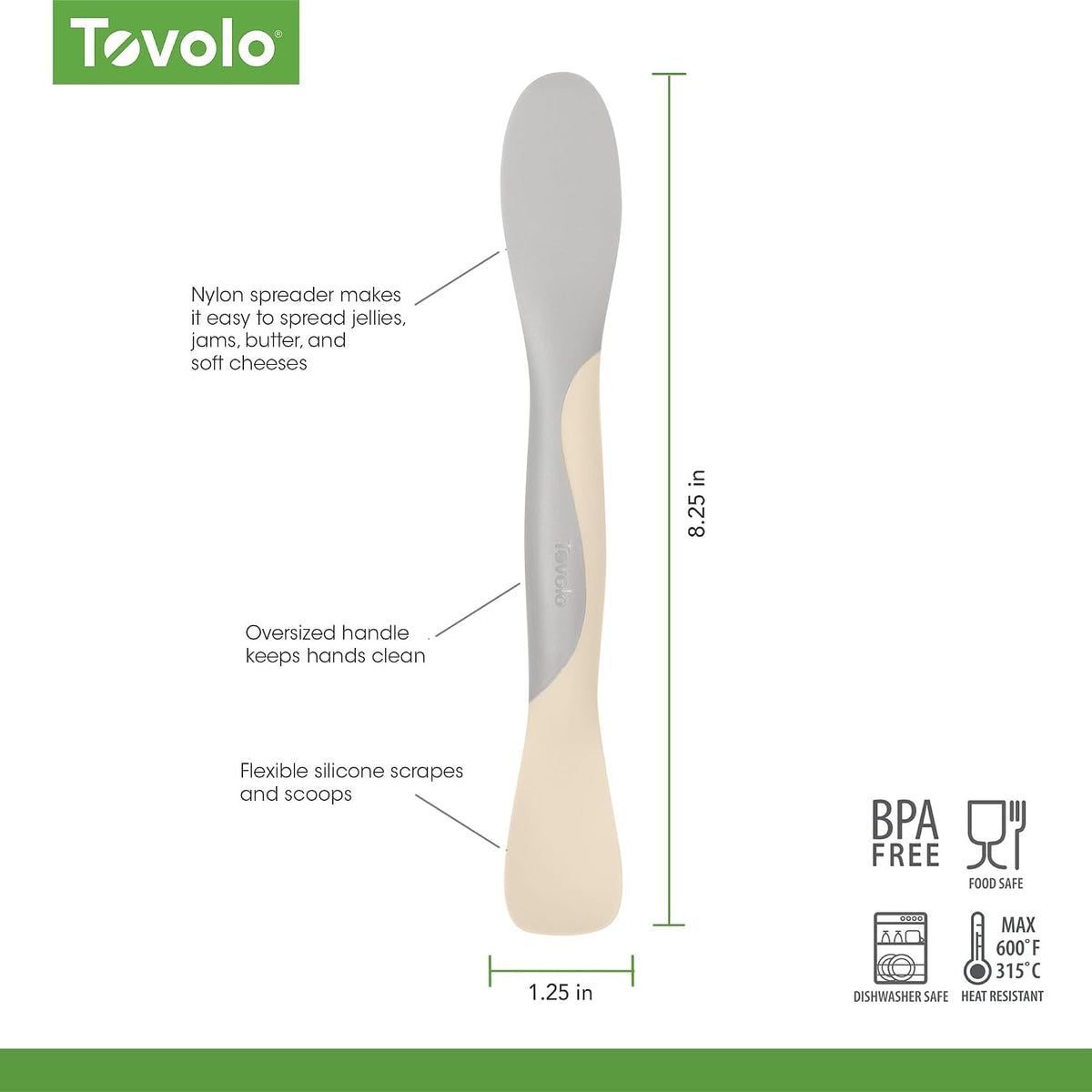 Tool for Kitchen Meal Prep to Scoop Spread Slice and Scrape,White/Gray