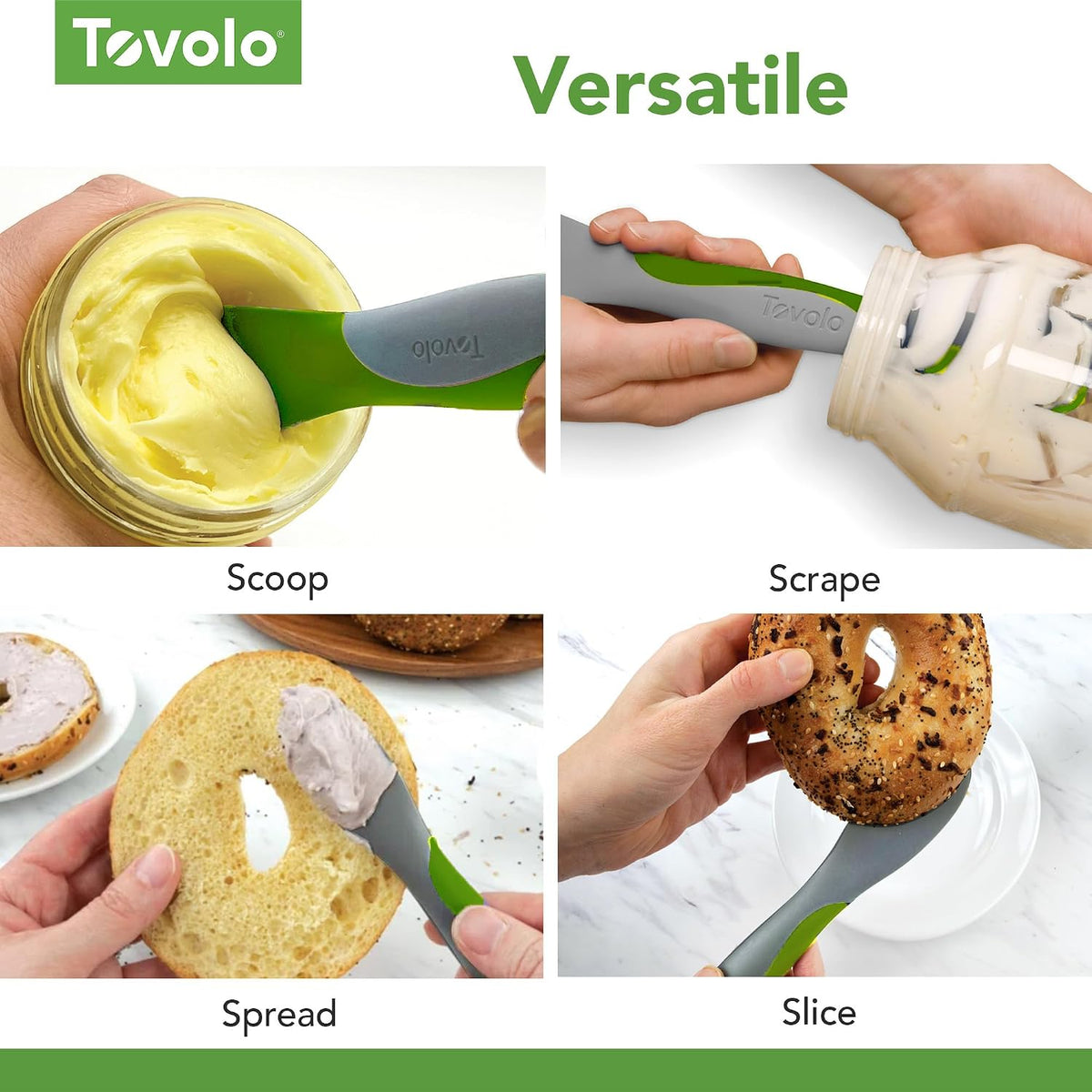Tool for Kitchen Meal Prep to Scoop Spread Slice and Scrape,White/Gray