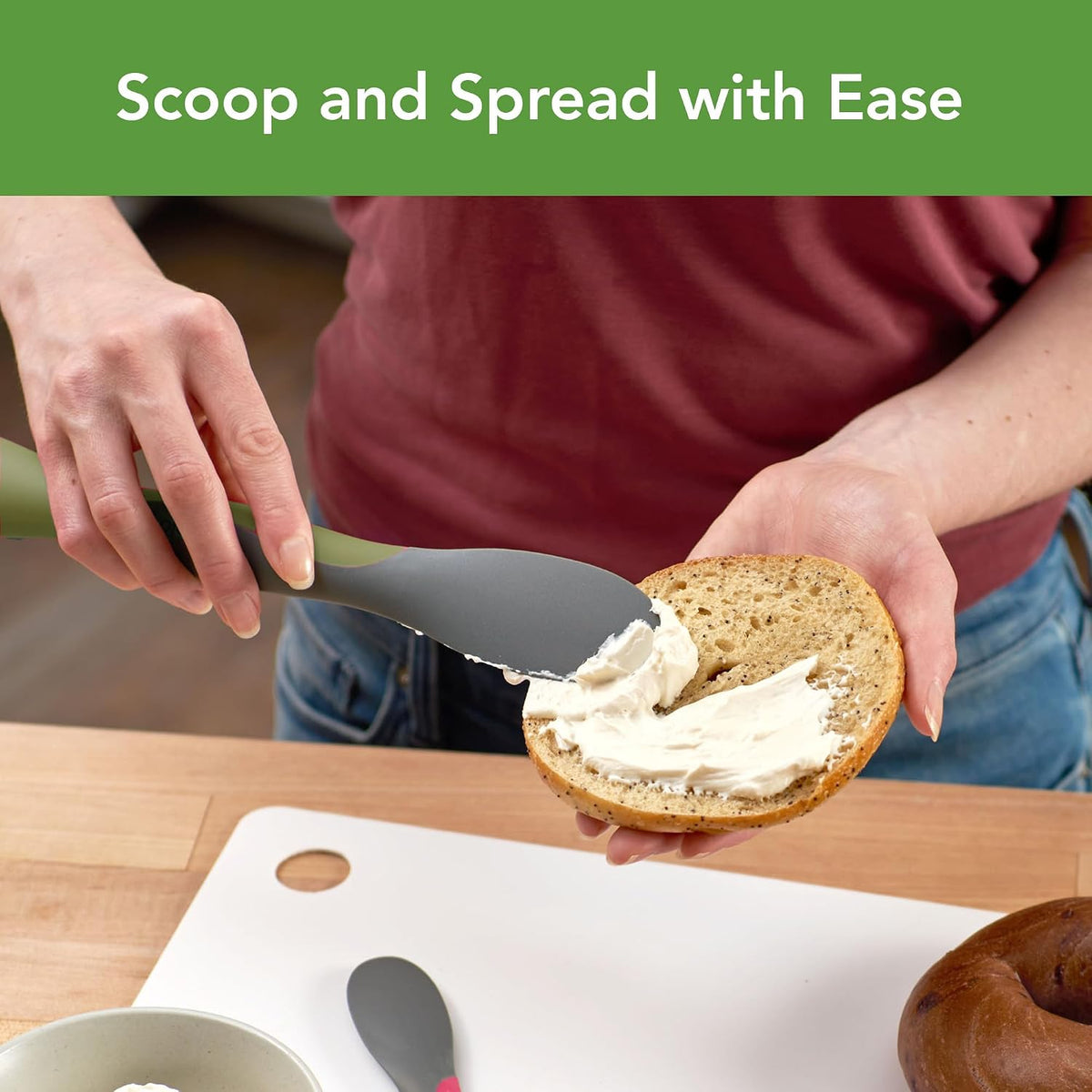 Tool for Kitchen Meal Prep to Scoop Spread Slice and Scrape,White/Gray