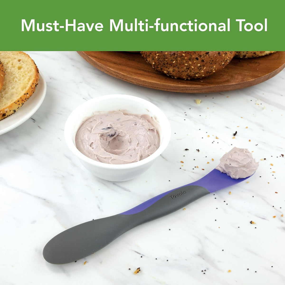 Tool for Kitchen Meal Prep to Scoop Spread Slice and Scrape,White/Gray
