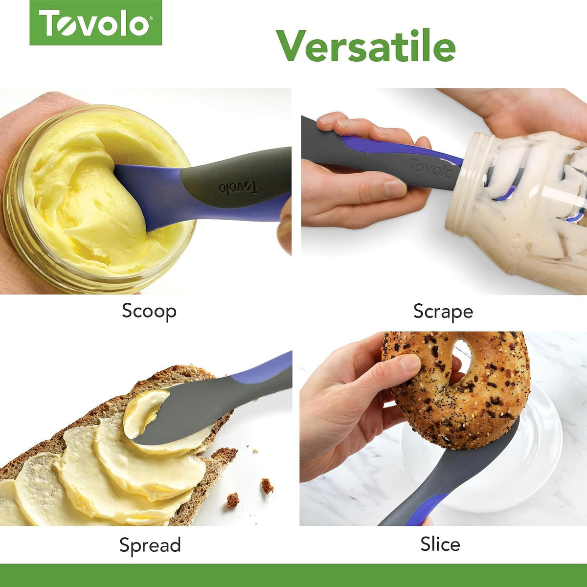 Tool for Kitchen Meal Prep to Scoop Spread Slice and Scrape,White/Gray