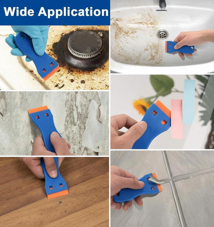 Plastic Razor Blade Scraper 2 Pack, 100 Blades, Storage Case