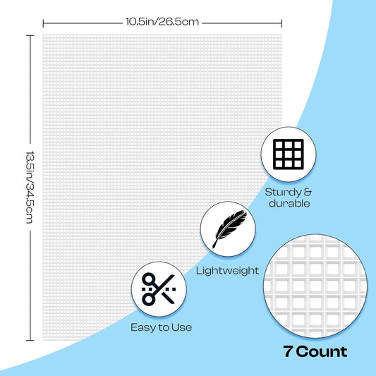 2 Pieces 7 Count Plastic Mesh Canvas Sheets for Embroidery | for Acrylic Yarn Crafting, Knit Crochet Projects and Make Aquarium Dividers (10.5 X 13.5 Inch)