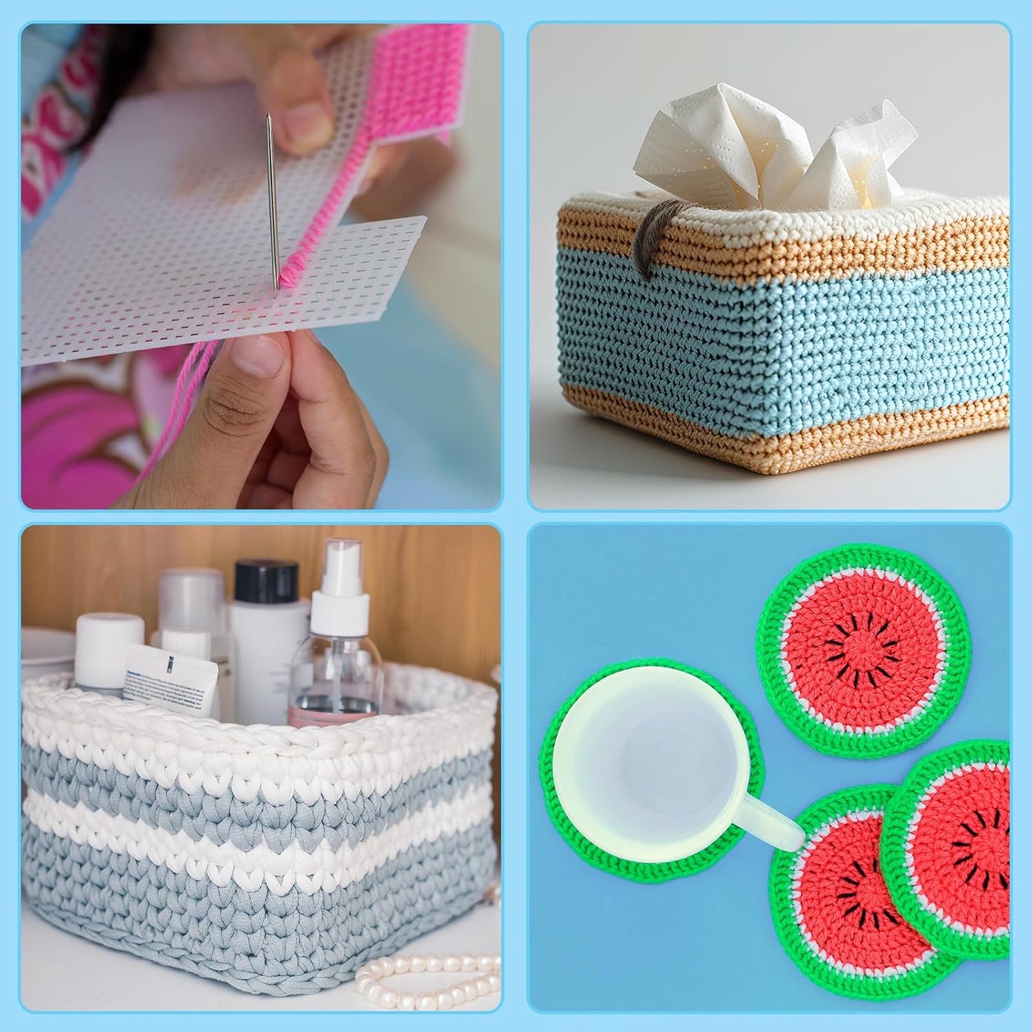 2 Pieces 7 Count Plastic Mesh Canvas Sheets for Embroidery | for Acrylic Yarn Crafting, Knit Crochet Projects and Make Aquarium Dividers (10.5 X 13.5 Inch)