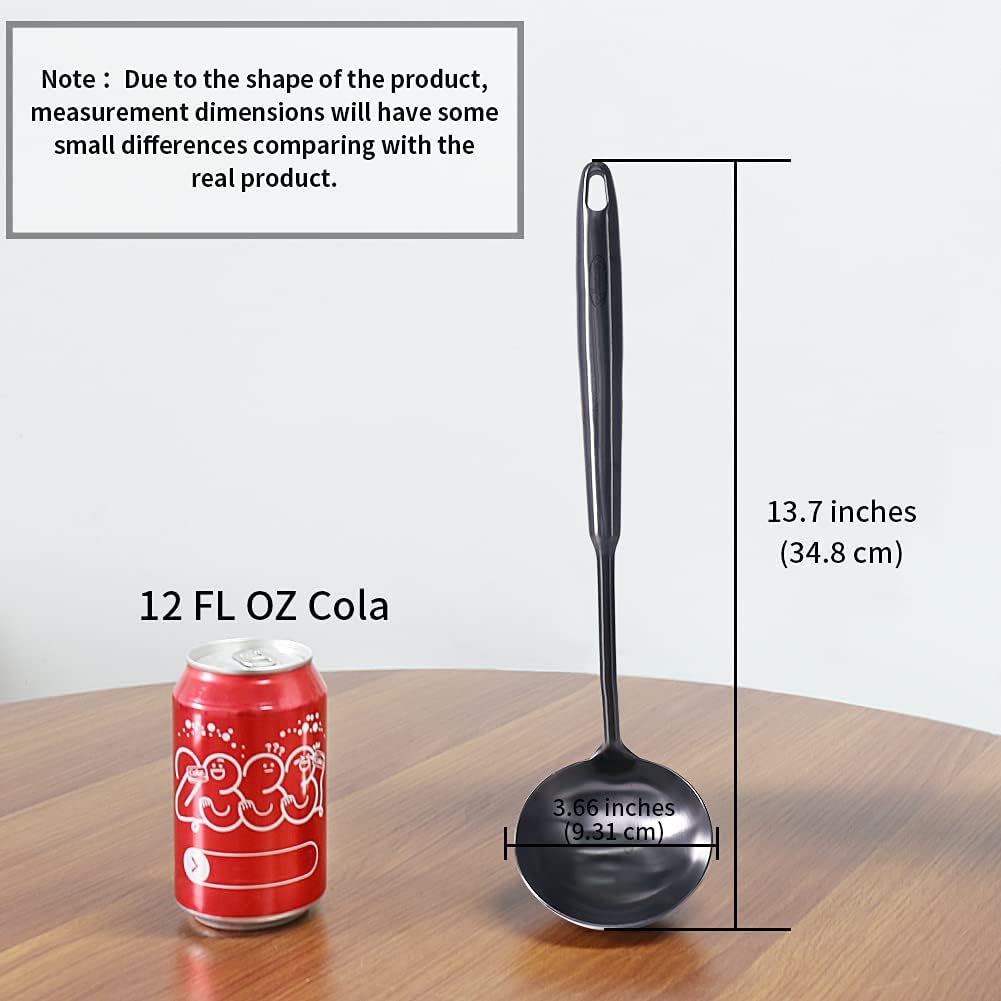 Newness Soup Ladle, [Rustproof, Heat Resistance, Integral Forming] Resilient 304 Stainless Steel Soup Spoon with Vacuum Ergonomic Round Handle, Cooking Spoon for Kitchen, 13.7 Inches