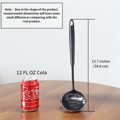 Newness Soup Ladle, [Rustproof, Heat Resistance, Integral Forming] Resilient 304 Stainless Steel Soup Spoon with Vacuum Ergonomic Round Handle, Cooking Spoon for Kitchen, 13.7 Inches