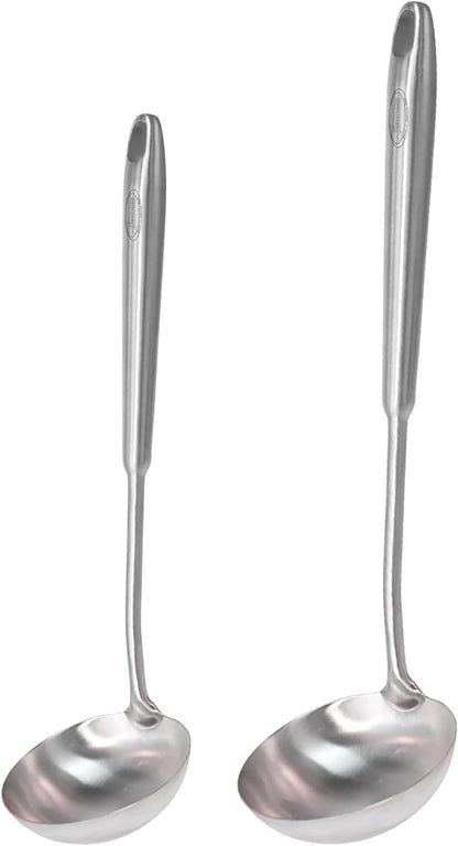 Newness Soup Ladle, [Rustproof, Heat Resistance, Integral Forming] Resilient 304 Stainless Steel Soup Spoon with Vacuum Ergonomic Round Handle, Cooking Spoon for Kitchen, 13.7 Inches