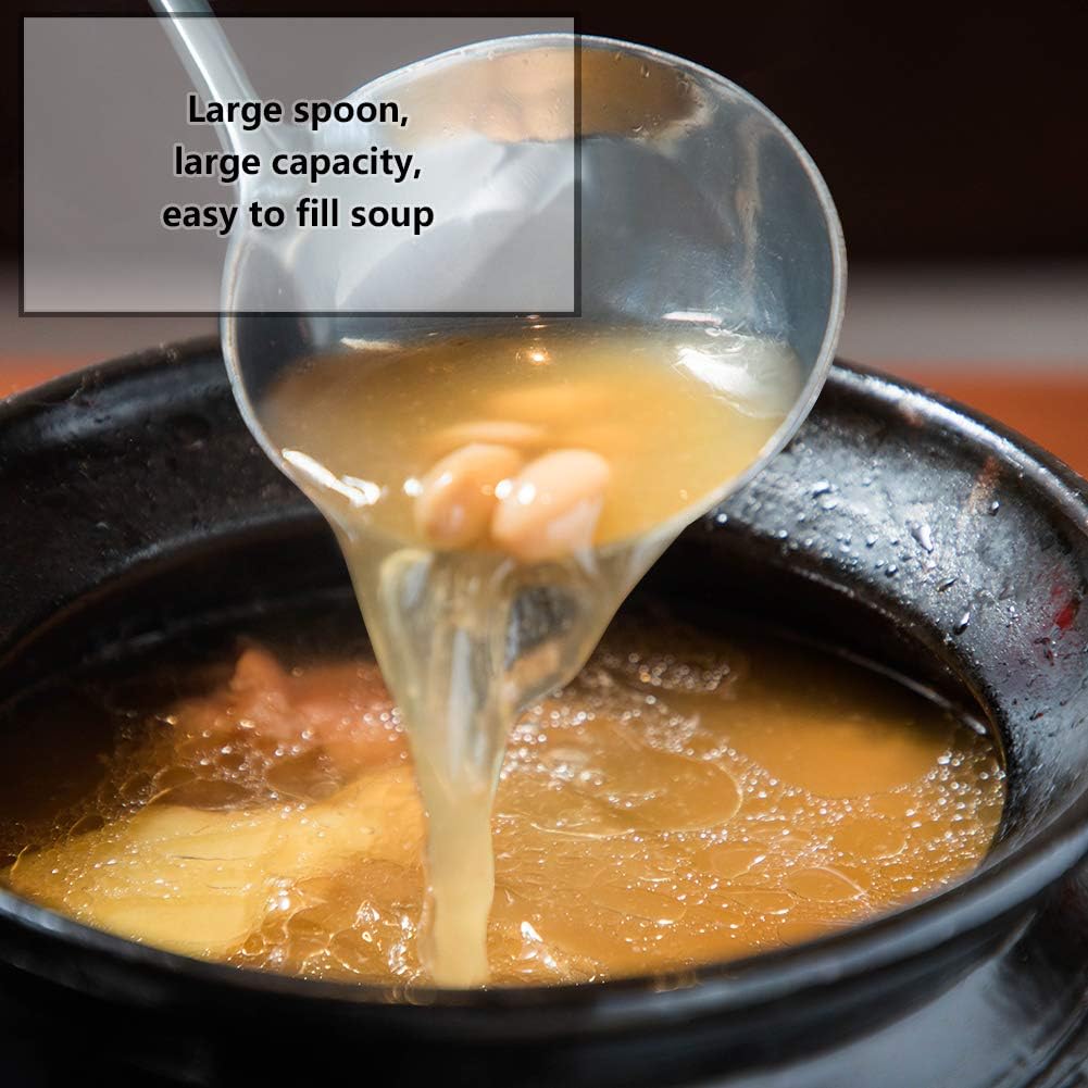 Newness Soup Ladle, [Rustproof, Heat Resistance, Integral Forming] Resilient 304 Stainless Steel Soup Spoon with Vacuum Ergonomic Round Handle, Cooking Spoon for Kitchen, 13.7 Inches