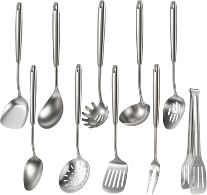 Newness Soup Ladle, [Rustproof, Heat Resistance, Integral Forming] Resilient 304 Stainless Steel Soup Spoon with Vacuum Ergonomic Round Handle, Cooking Spoon for Kitchen, 13.7 Inches