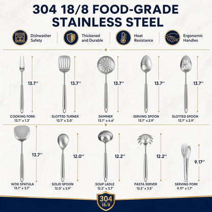 Newness Soup Ladle, [Rustproof, Heat Resistance, Integral Forming] Resilient 304 Stainless Steel Soup Spoon with Vacuum Ergonomic Round Handle, Cooking Spoon for Kitchen, 13.7 Inches