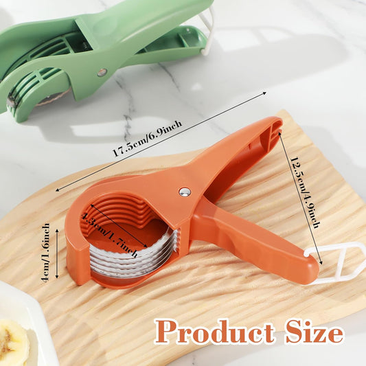 2 Pcs Food Manual Slicer Fruit and Vegetable Cutter Stainless Steel Banana Slicer with ABS Handle for Quickly Making Fruit Vegetable Salad
