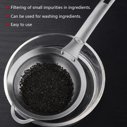 Punch Hole Sieve Fine Mesh Stainless Steel Small Colander Strainer With Handle Metal Micro Sifter Set of 2 for Kitchen Baking and Food Filter Rice,Tea,Pasta,Flour,Juice,Mini 3.55 and 4.33 Inch