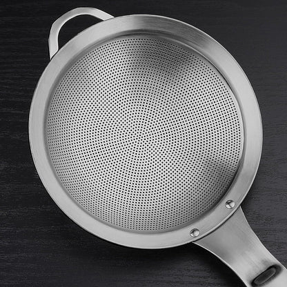 Punch Hole Sieve Fine Mesh Stainless Steel Small Colander Strainer With Handle Metal Micro Sifter Set of 2 for Kitchen Baking and Food Filter Rice,Tea,Pasta,Flour,Juice,Mini 3.55 and 4.33 Inch