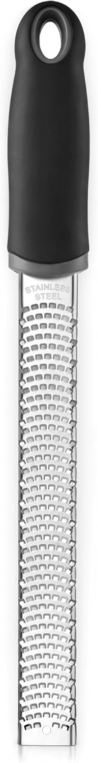 Stainless Steel Zester Grater for Lemon, Lime & Cheese, Black