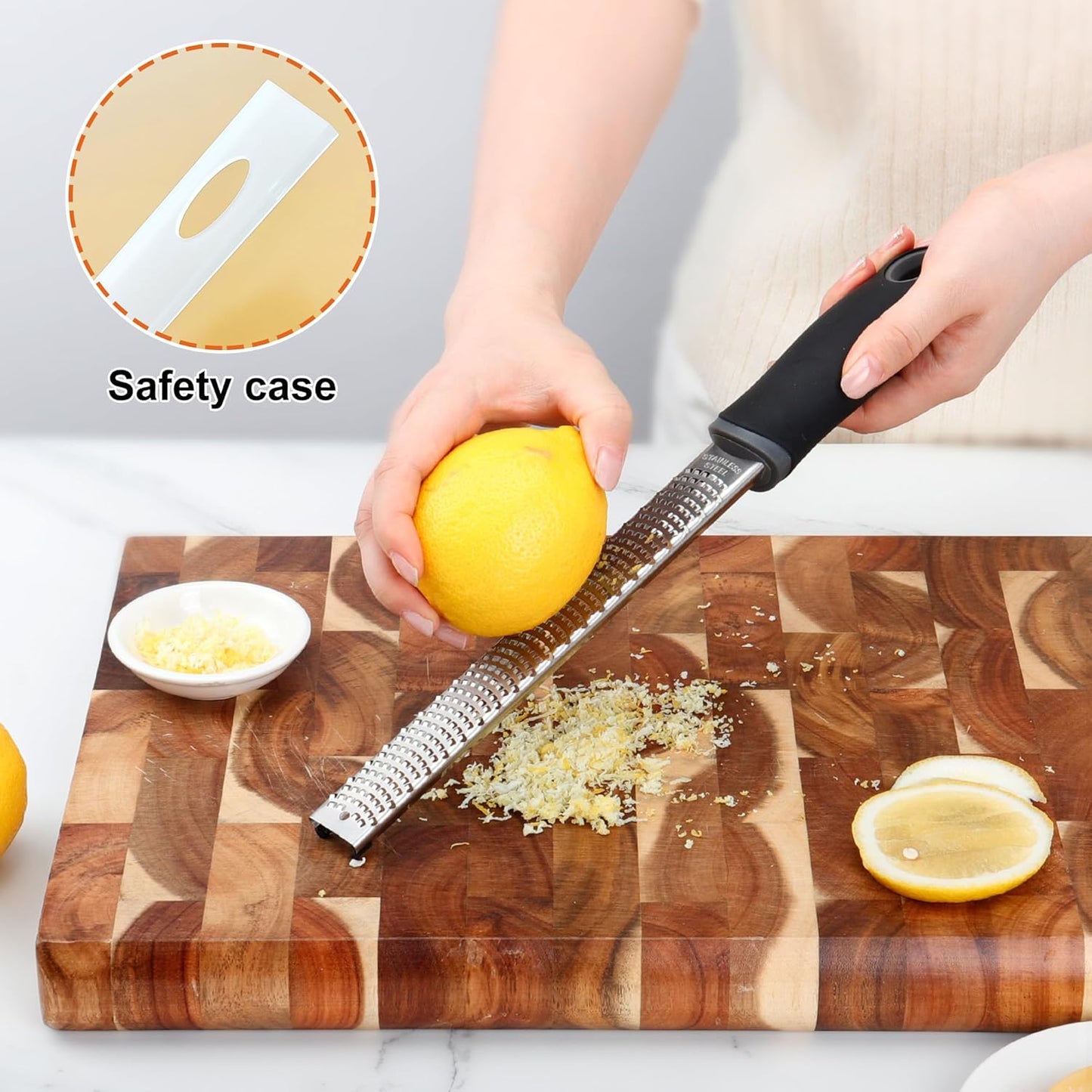 Stainless Steel Zester Grater for Lemon, Lime & Cheese, Black
