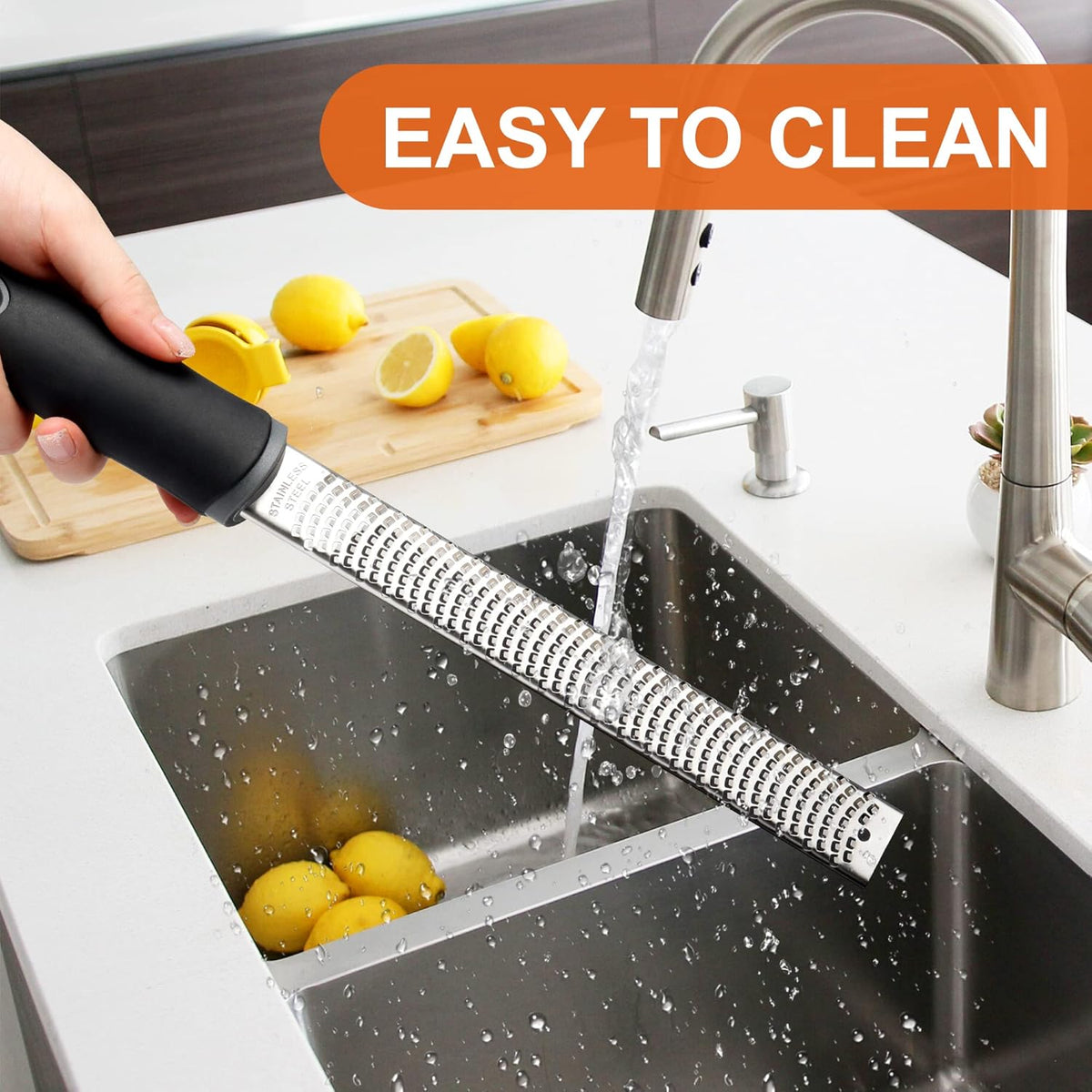 Stainless Steel Zester Grater for Lemon, Lime & Cheese, Black