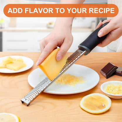 Stainless Steel Zester Grater for Lemon, Lime & Cheese, Black