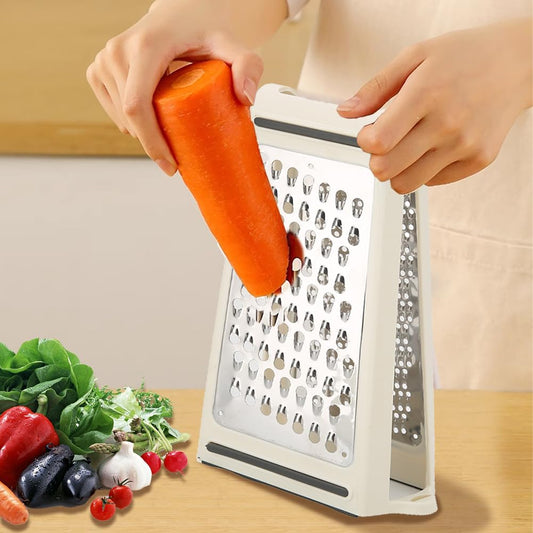 Cheese Grater - Reversible Box Grater with Two Sides Handheld | Double Sided Food Grater with Storage Container, Stainless Steel Blades for Cheese,Vegetables,Ginger,Garlic