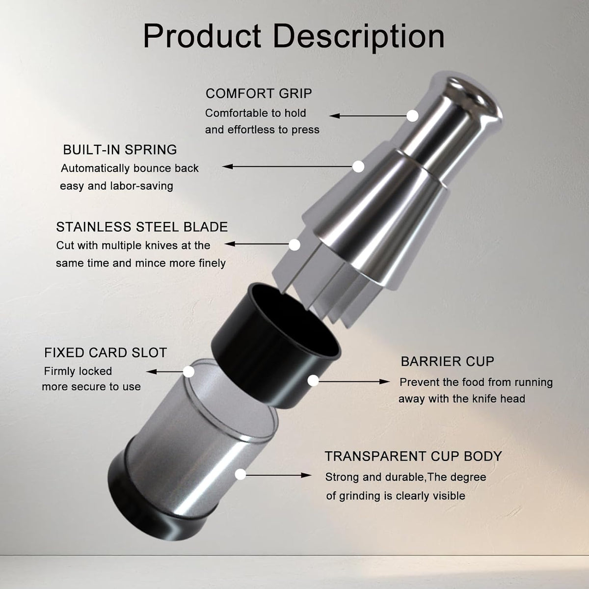 Manual Pressed Chopper,Mini Dicer Food Chopper,Multifunctional Manual Garlic Press,Stainless Steel Hand Food Chopper for Mincing Garlic Press Stainless Steel,1 PCS