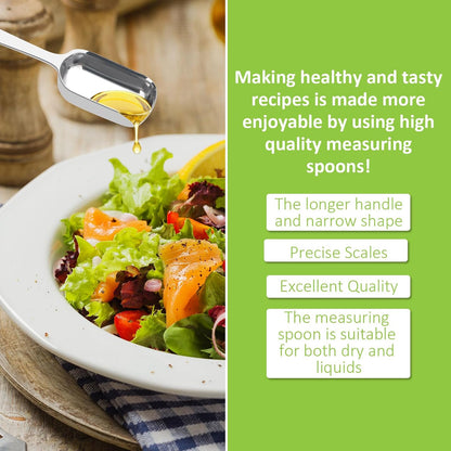 2 Pcs 1/8 Teaspoon (0.63 mL | 1/8 Tsp | 0.63 cc | 1/64 oz) Stainless Steel Single Measuring Spoon, Long Handle Metal Measuring Spoon, Kitchen Gadgets for Cooking & Baking