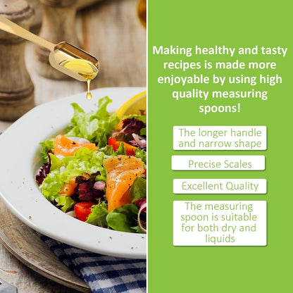 2 Pcs 1/8 Teaspoon (0.63 mL | 1/8 Tsp | 0.63 cc | 1/64 oz) Stainless Steel Single Measuring Spoon, Long Handle Metal Measuring Spoon, Kitchen Gadgets for Cooking & Baking