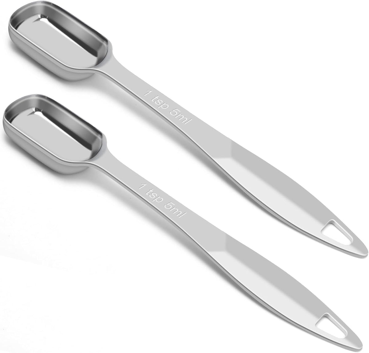 2 Pcs 1/8 Teaspoon (0.63 mL | 1/8 Tsp | 0.63 cc | 1/64 oz) Stainless Steel Single Measuring Spoon, Long Handle Metal Measuring Spoon, Kitchen Gadgets for Cooking & Baking
