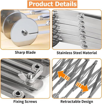 Food Grade Stainless Steel Pizza Cutter Multi-Wheel Dough Divider Pastry Knife Baking Cutter (7, Wheel)