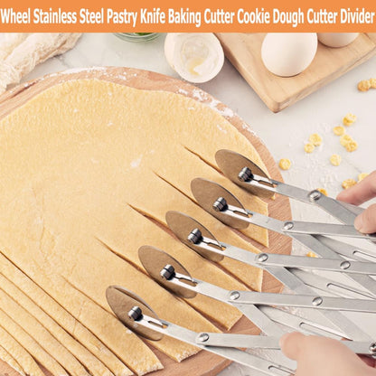 Food Grade Stainless Steel Pizza Cutter Multi-Wheel Dough Divider Pastry Knife Baking Cutter (7, Wheel)