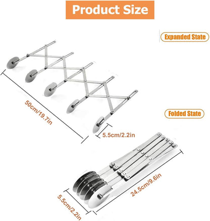 Food Grade Stainless Steel Pizza Cutter Multi-Wheel Dough Divider Pastry Knife Baking Cutter (7, Wheel)