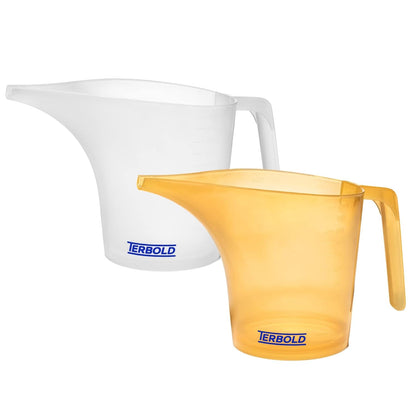 Funnel Pitcher with Spout 2pc Set | 1 Liter Plastic Measuring Pitchers for Cake, Pancake Dispenser, Soap Pouring or Oil Automotive use