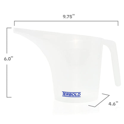 Funnel Pitcher with Spout 2pc Set | 1 Liter Plastic Measuring Pitchers for Cake, Pancake Dispenser, Soap Pouring or Oil Automotive use