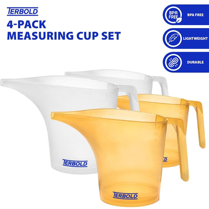 Funnel Pitcher with Spout 2pc Set | 1 Liter Plastic Measuring Pitchers for Cake, Pancake Dispenser, Soap Pouring or Oil Automotive use