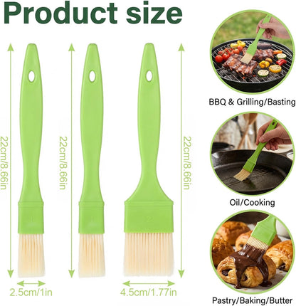 3 Pcs Pastry Brush Set – Heat Resistant Bristle Basting Brushes for Cooking