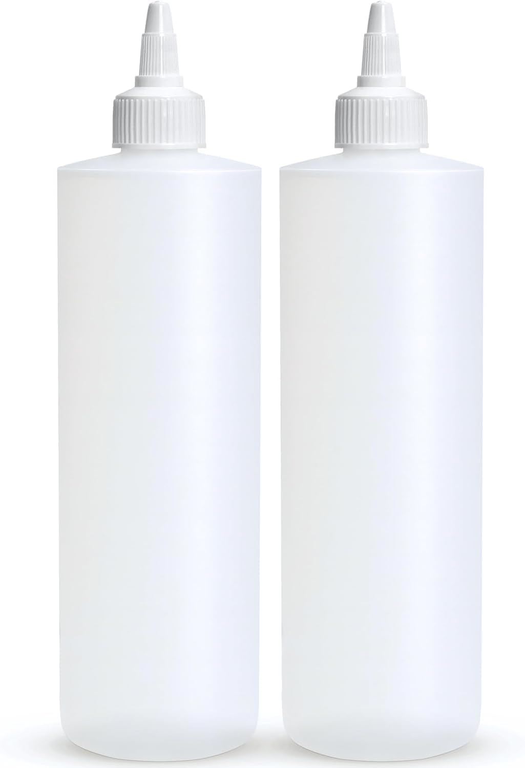 Condiment Squeeze Bottles, 16 OZ Empty Squirt Bottle with Twist Top Cap, Leak Proof - Great for Ketchup, Mustard, Syrup, Sauces, Dressing, Oil, Arts and Crafts, BPA FREE Plastic - 2 PACK