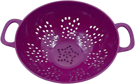Heavy Duty 6 Inch Food Colander,Large Capacity Vegetable Strainer with Double Handles,Plastic Multipurpose Fruit Draining Basket for Kitchen(Purple)