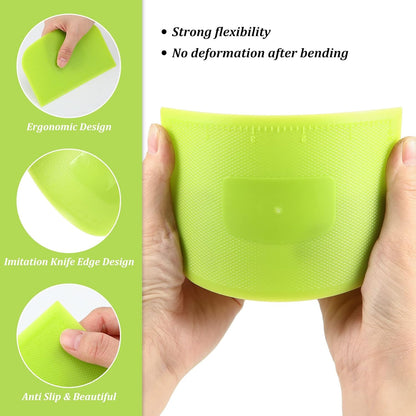 4 Piece Plastic Dough Scraper Bowl Scraper Flexible Multipurpose Food Spatula Plastic Daigh Cutter for Bread Cake Dough Fondant Icing (White, Green, Yellow, Red)