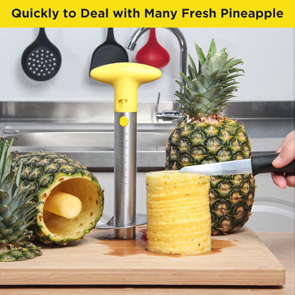Pineapple Cutter with Knife, [Upgraded, Electric & Manual] Durable Pineapple Corer with Electric Drill Accessory, Stainless Steel Fruit Peeler Knife Pineapple Slicer Core Remover Kitchen Tool